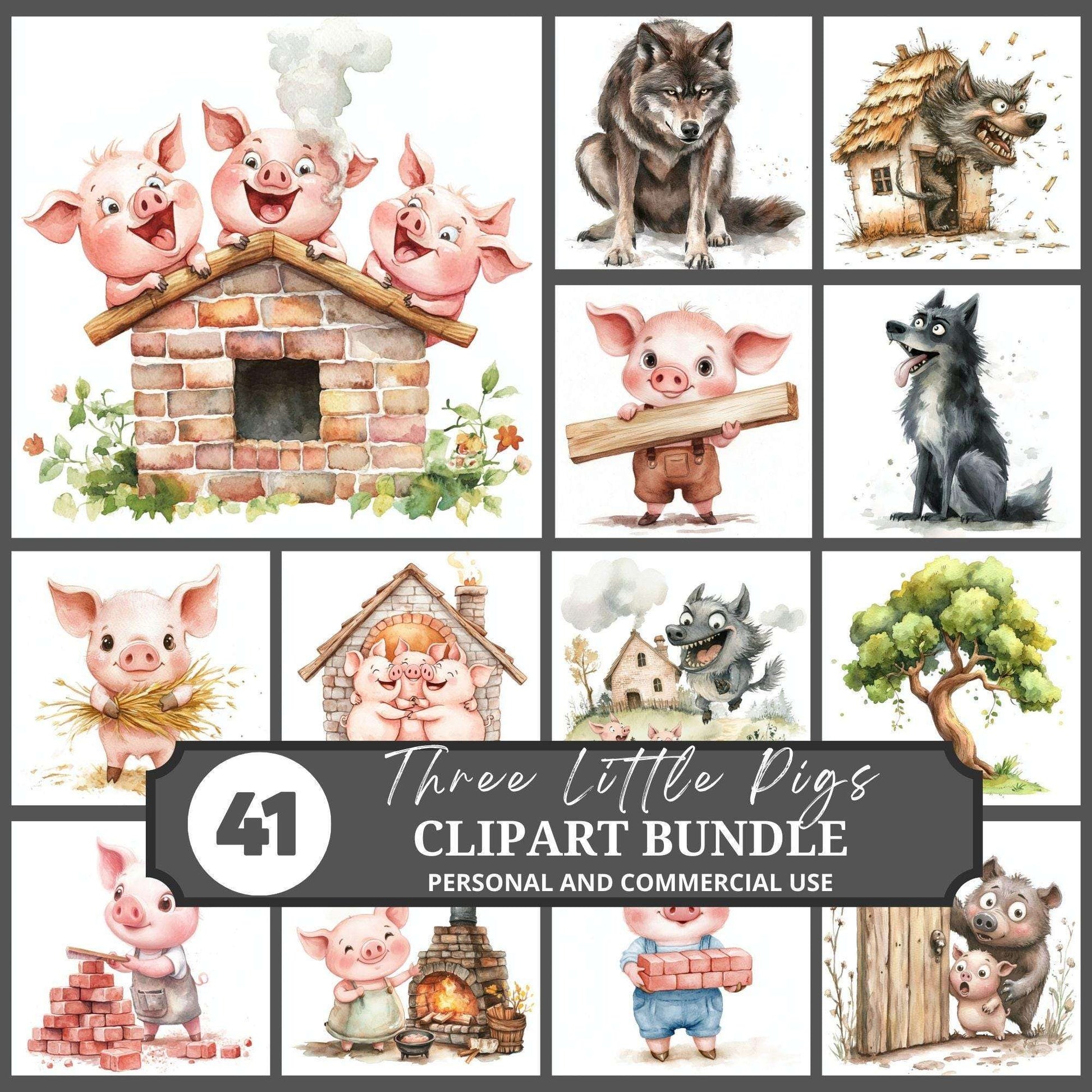 Three Little Pigs Clipart - CraftNest - Digital Crafting and Art