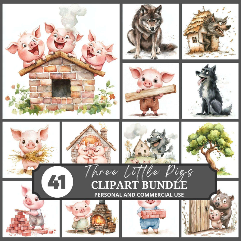 Three Little Pigs Clipart - CraftNest - Digital Crafting and Art