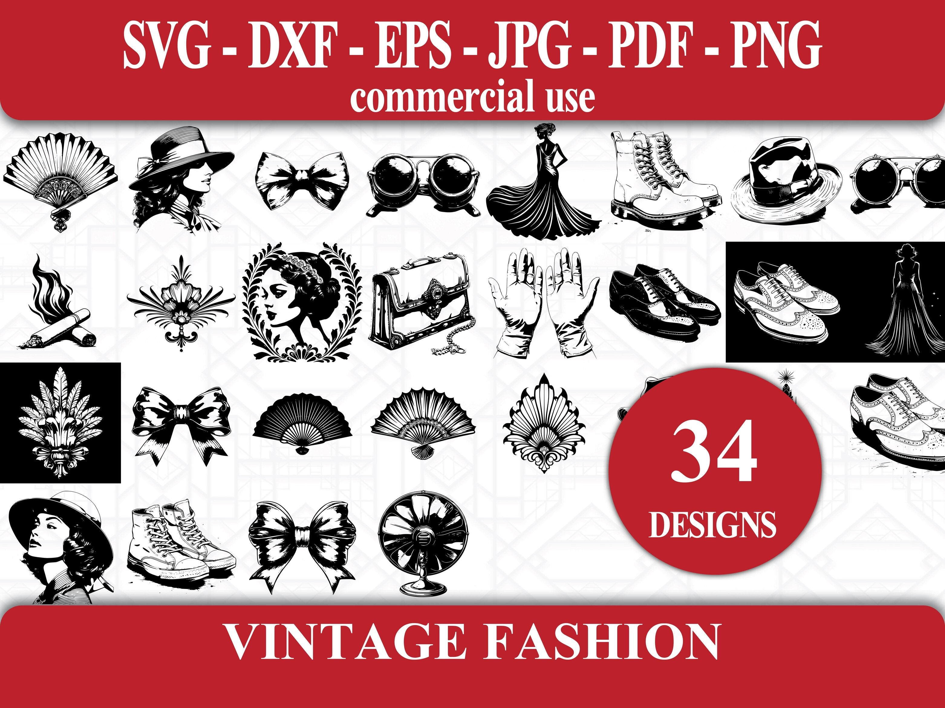 Vintage Fashion SVG Bundle - CraftNest - Digital Crafting and Art
