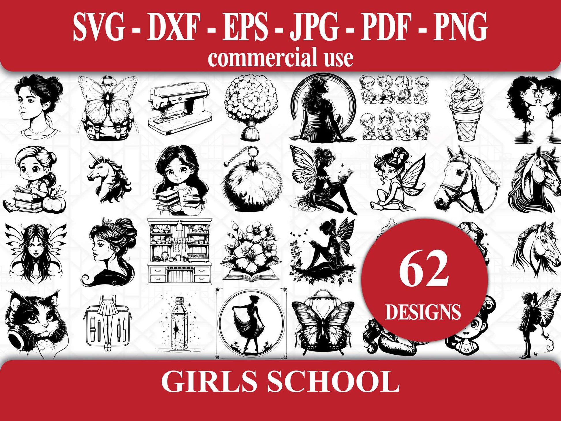 Girls Back To School SVG Bundle - CraftNest - Digital Crafting and Art