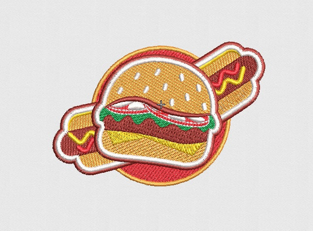 Burger Embroidery Design