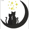 Cat With Moon Embroidery Design