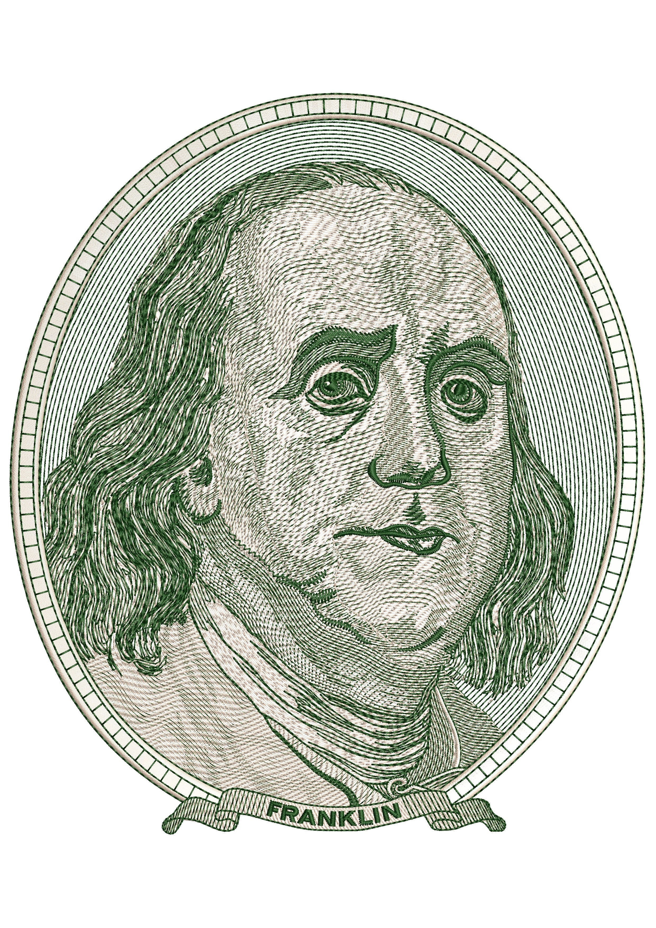 Benjamin Franklin Embroidery Design