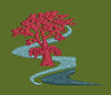 Tree Beside Winding Path Embroidery Design
