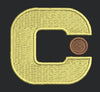 Golden Letter C Monogram Embroidery Design