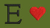 Letter E and Heart Embroidery Design