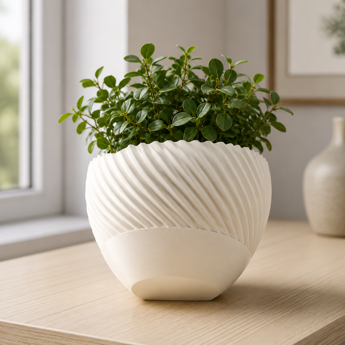 Rounded Spiral Planter Pot Print STL File
