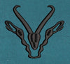 Kudu Silhouette Black Minimalist Horns Embroidery Design