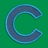 Stylized C in Blue Embroidery Design