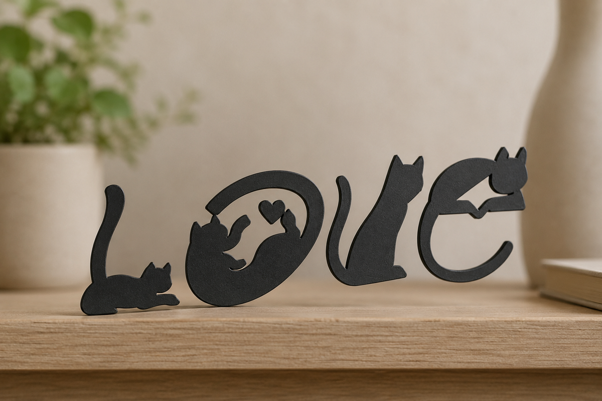 Cat Love Figurine Decor Print STL File