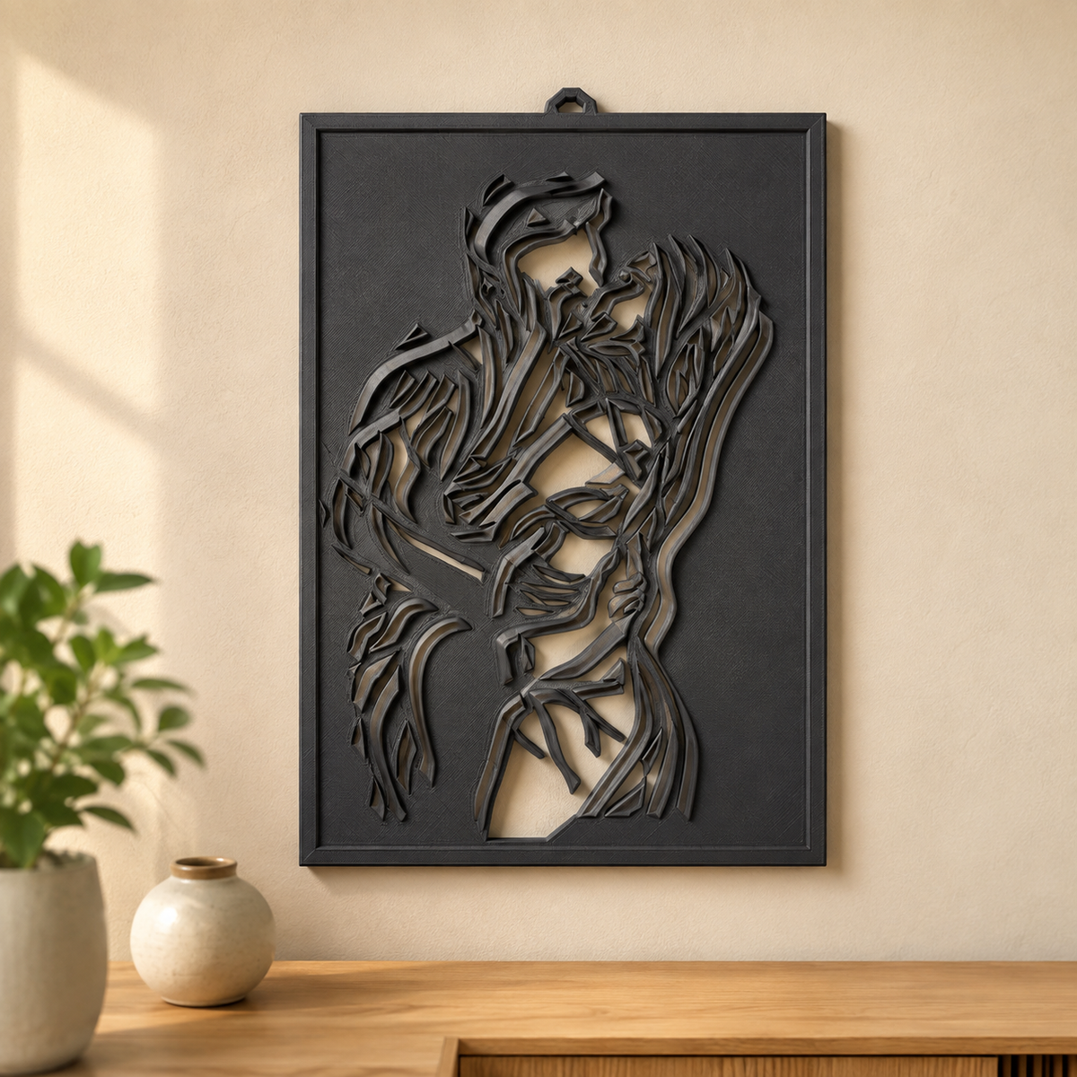 Kissing Couple Wall Art Print STL File