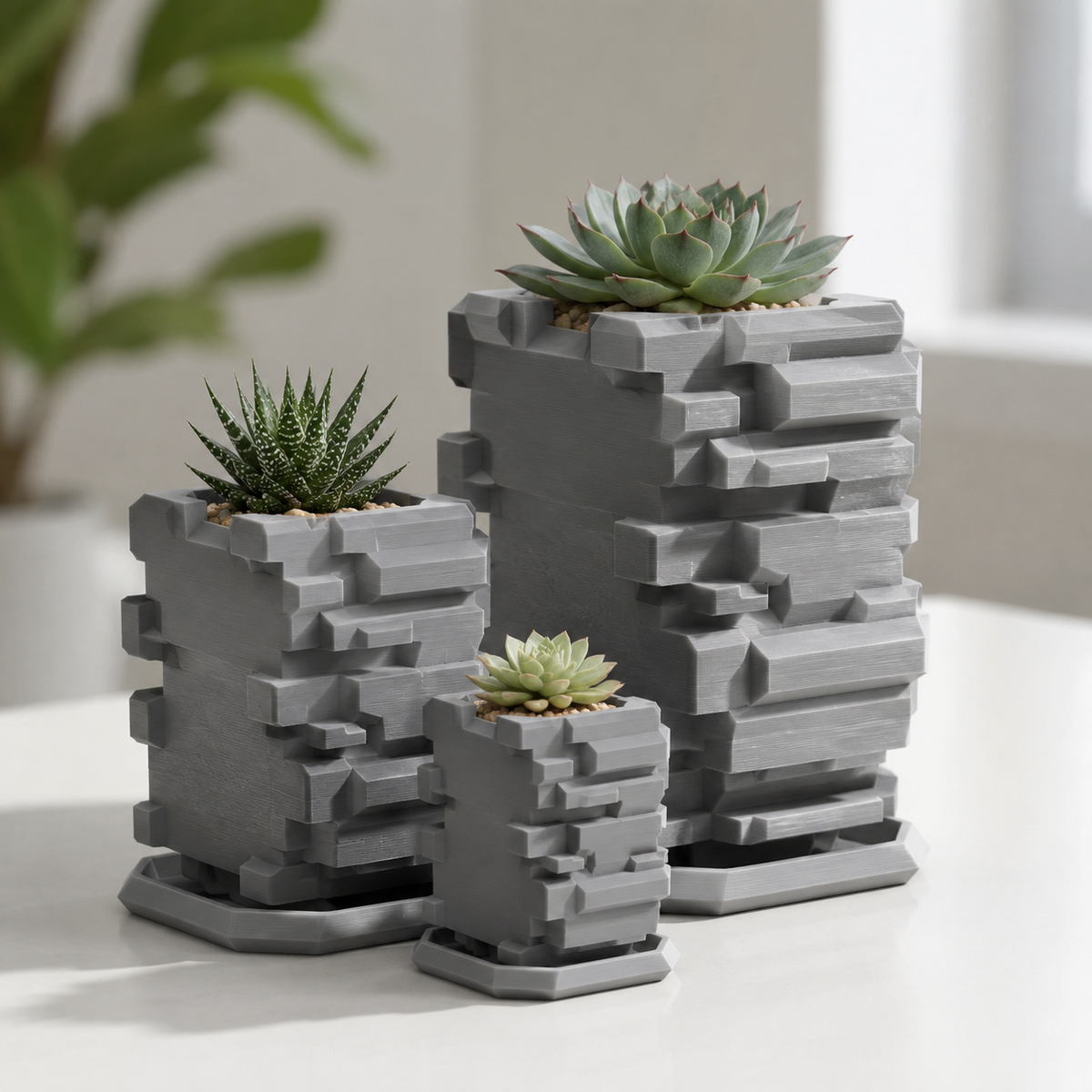 Stone Pillar Planter Base Large Print STL File