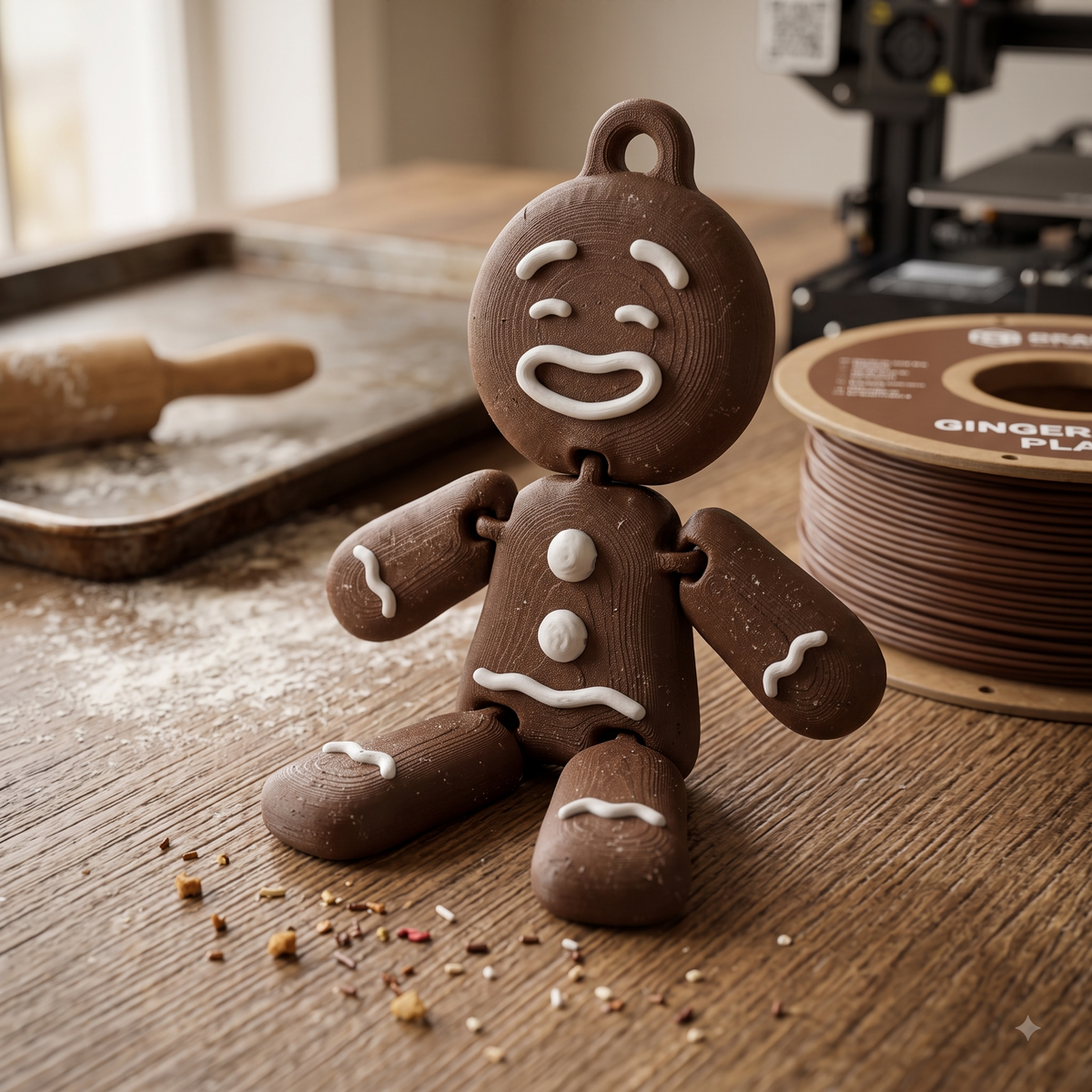 Flexi Print In Place Gingerbread Man Print STL File