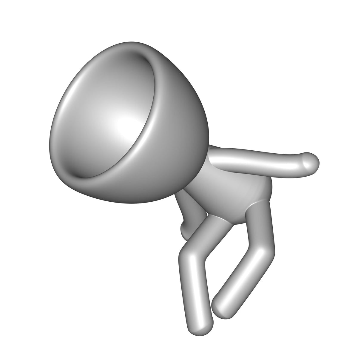 Relaxed Kneeling Character Planter Print STL File