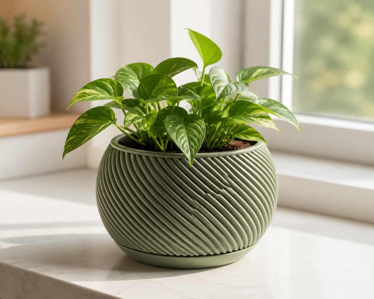Round Ribbed Self Watering Planter Print STL File