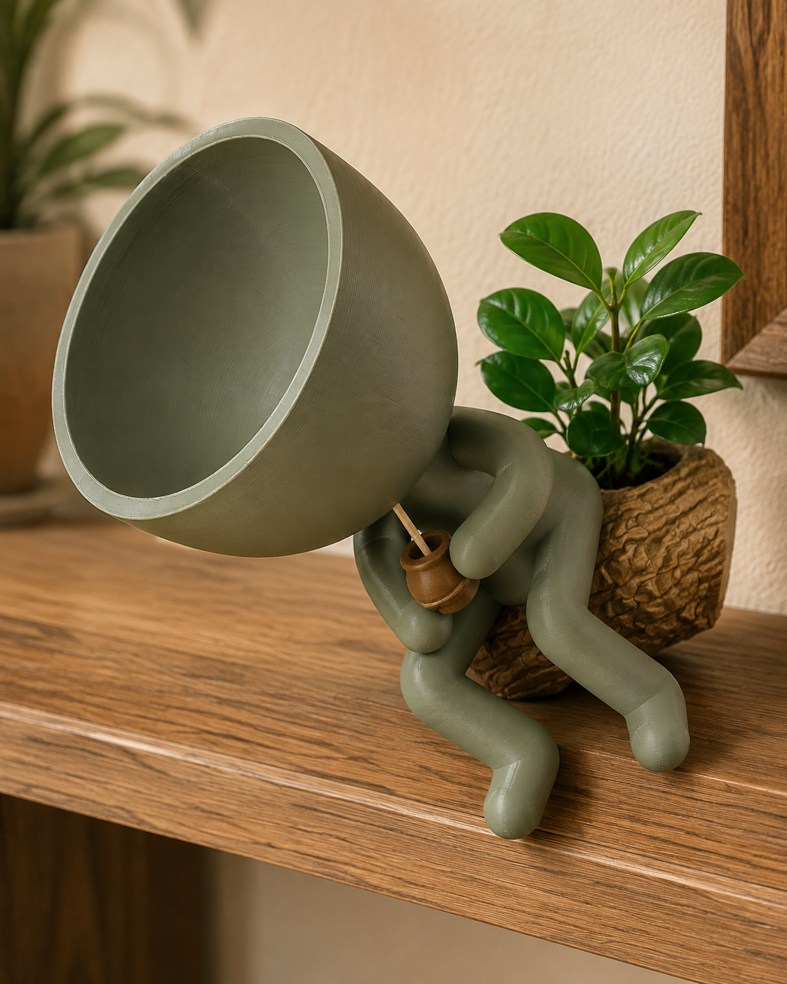 Robert Character Planter with Mate Cup Print STL File