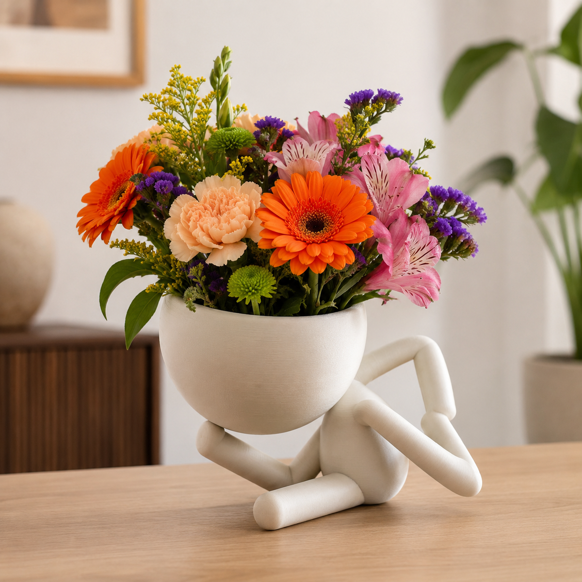 Leaning Character Planter Print STL File