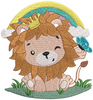 Lion With Butterfly Embroidery Design