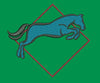 Horse Jumping Within a Diamond Shape Embroidery Design
