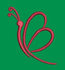 Minimalist Red Butterfly Line Art Embroidery Design