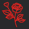 Red Rose With Leaf Embroidery Design
