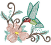 Hummingbird With Flower Embroidery Design
