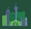 Stylized Urban Skyline Embroidery Design