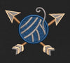 Crossed Arrows Yarn Blue & Silver Embroidery Design