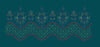Teal Waves Lattice Floral Border Embroidery Design