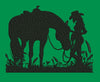 Horse And Rider In Grass Embroidery Design