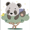 Panda With Tree Embroidery Design
