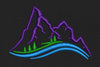Mountain Stream Purple Embroidery Design
