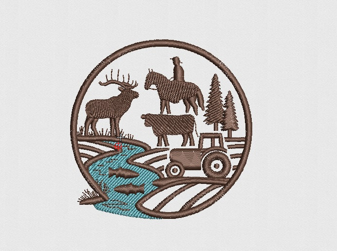Village Embroidery Design