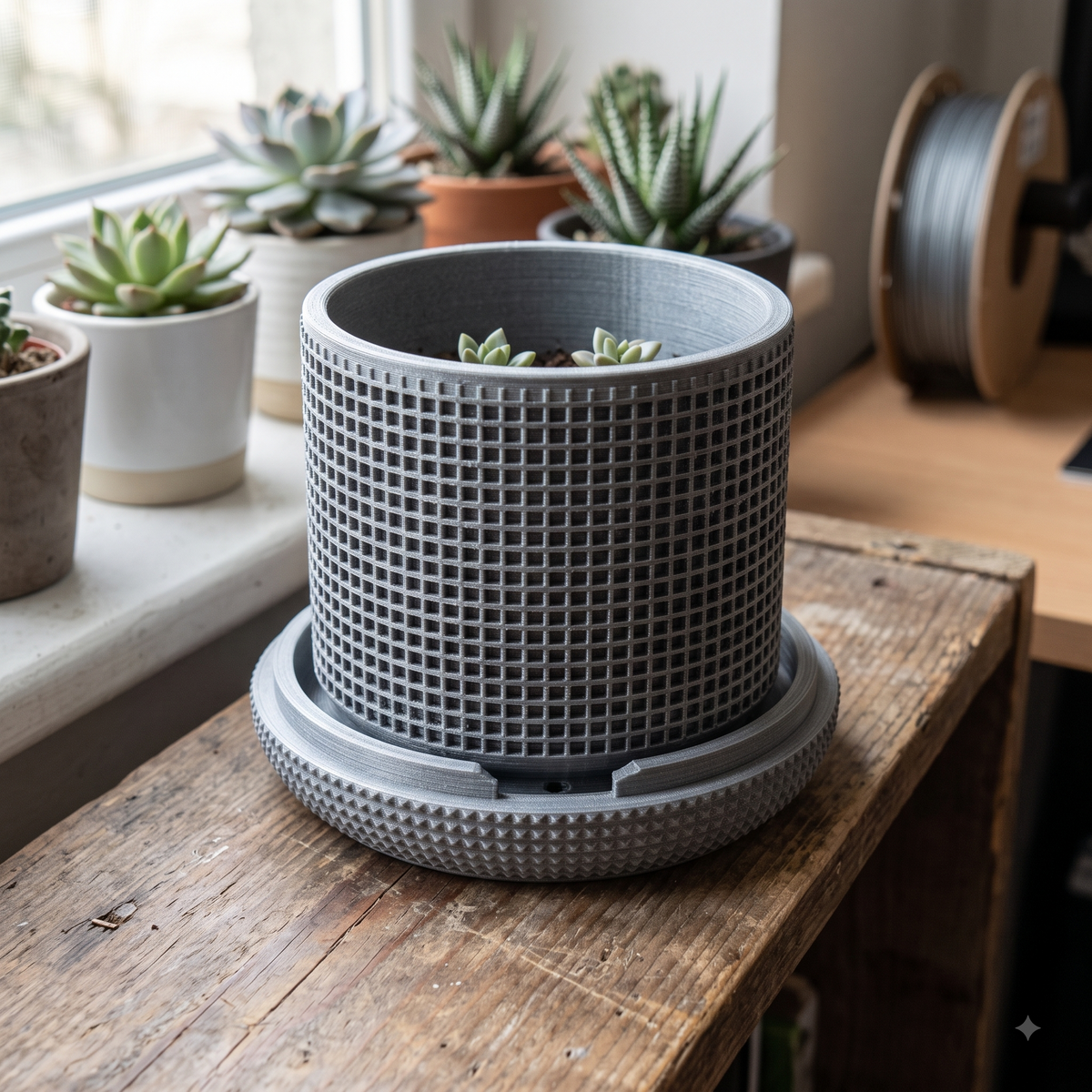 Grid Planter Pot 4.5 Inch Print STL File