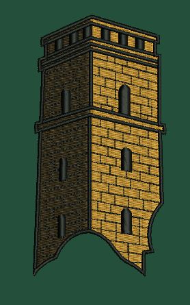 Watchtower Made With Brick Embroidery Design