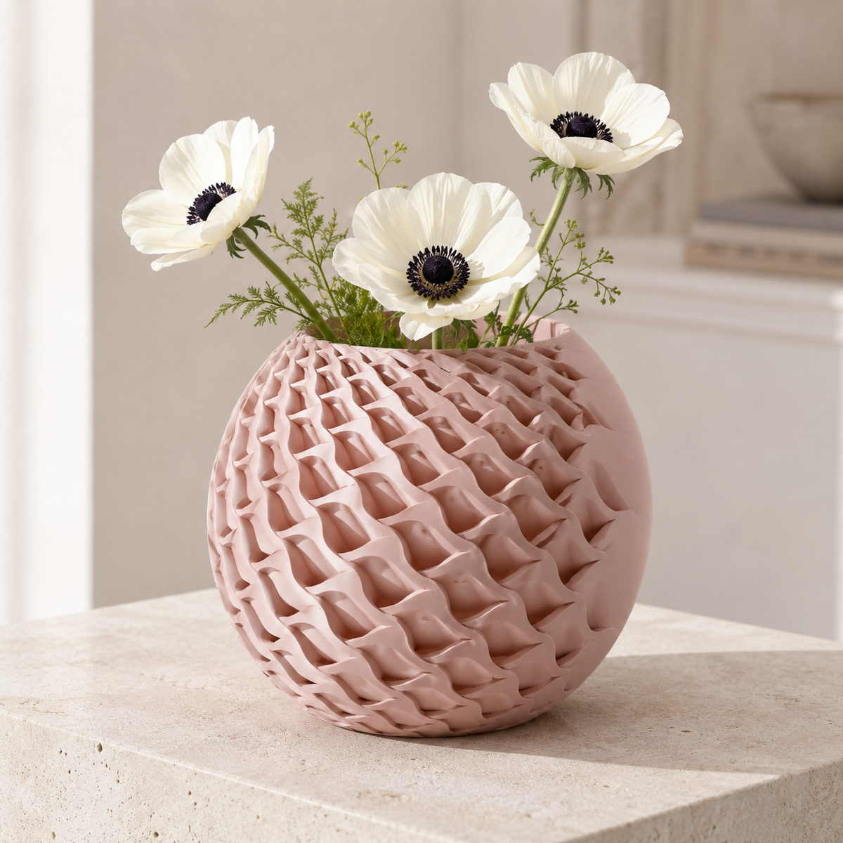 Lotus Spiral Vase Wide Print STL File