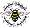 Bee With Flower Embroidery Design