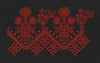 Black Crimson Wildflower Bouquet Hem Border Black & Deep Red Embroidery Design