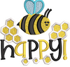 Happy Honey Bee Embroidery Design