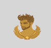 Man Head Golden Embroidery Design