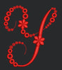 Floral Red Colour Embroidery Design