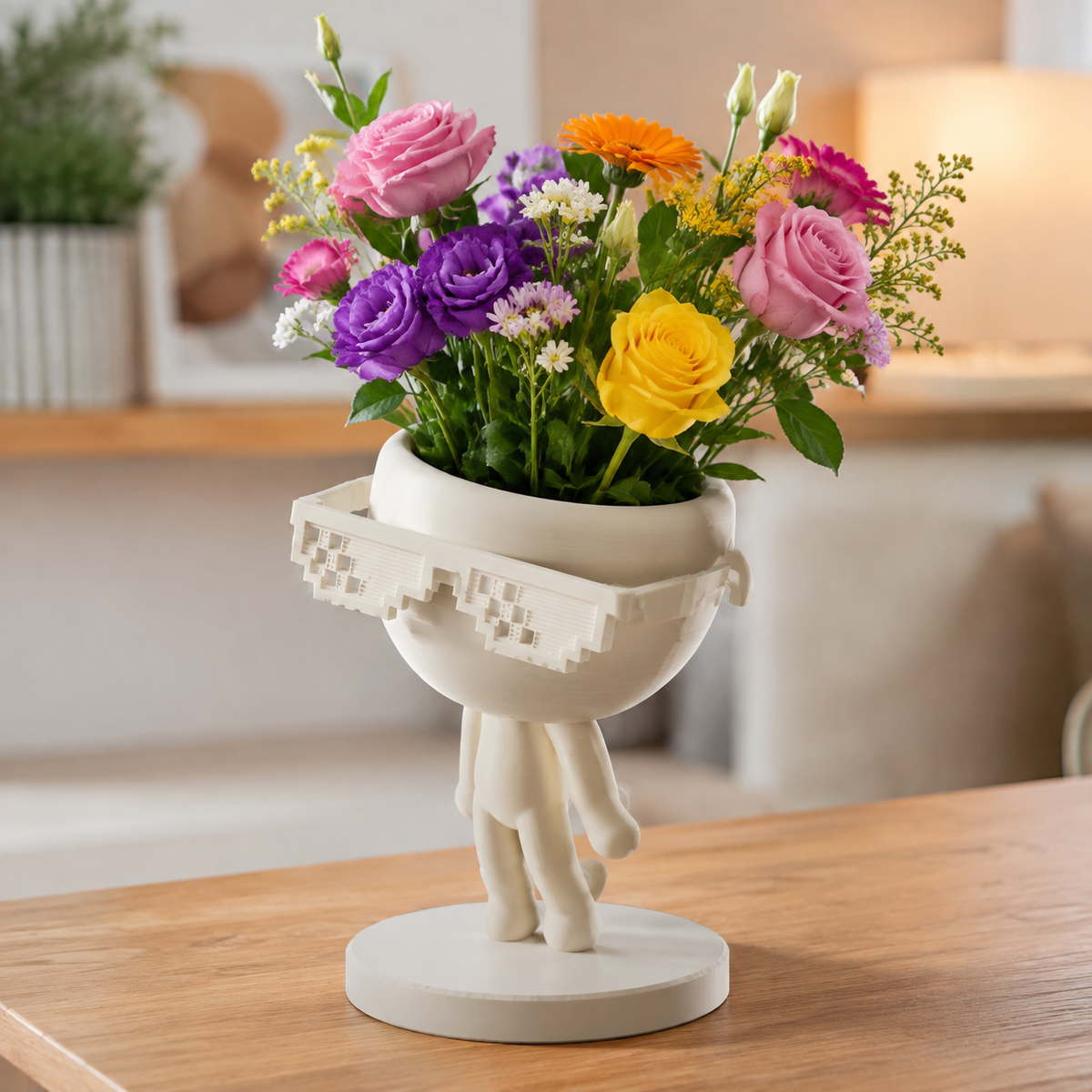 Dancing Character Planter with Glasses Print STL File
