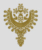Crescent Moon and Geometric Floral Ornament Embroidery Design