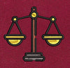 Justice Balance Scale Gold & Black Embroidery Design