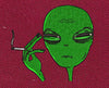 Lazy Smoking Alien Face Green & Black Embroidery Design