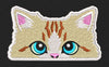Kitten Face Tan & Blue Embroidery Design