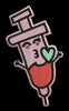 Cartoon Syringe Kiss Embroidery Design