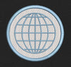 Global Grid Badge Embroidery Design
