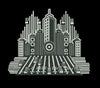 Buildings In White & Black Embroidery Design