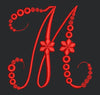 Floral Red Colour Embroidery Design